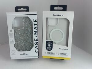 Case-Mate/BodyGuardz Case for iPhone 15/14/13 MagSafe Glitter/Clear Bundle NWT
